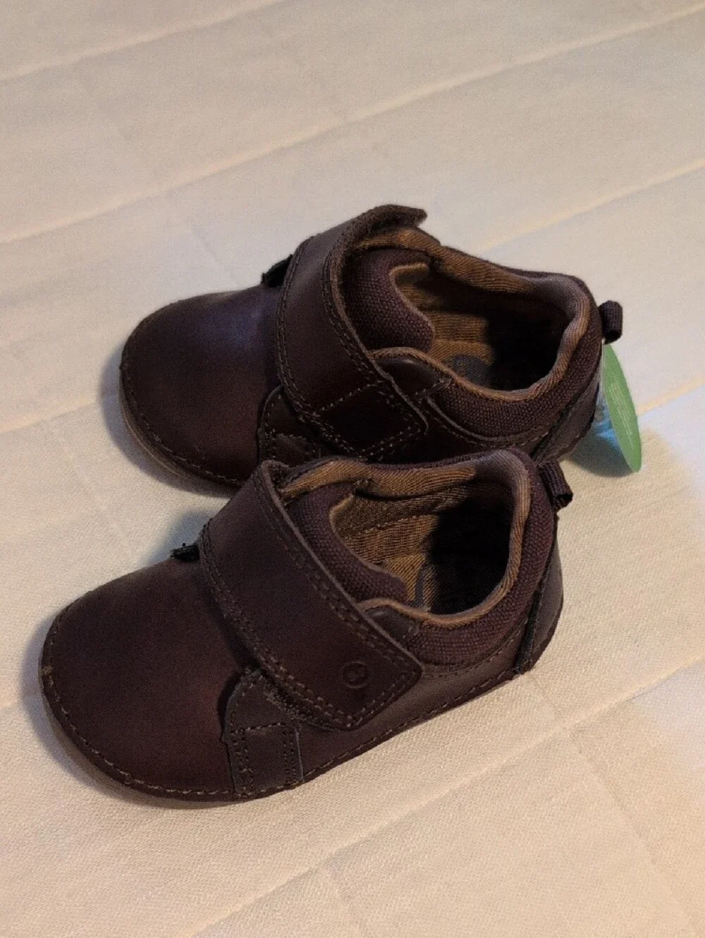 Stride Rite 3.5c - Brown Baby Walker Shoes with Hook-and-Loop Closure